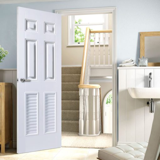 ประตูห้องน้ำ uPVC รุ่น UVC6 บานเกล็ด (ไม่เจาะลูกบิด) - Image 2