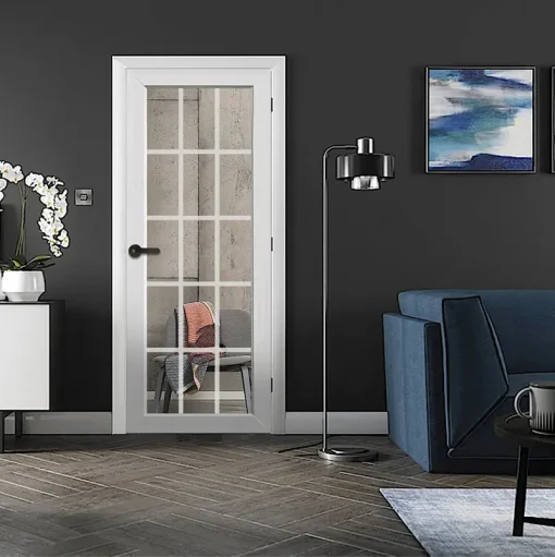 ประตู uPVC Profiles รุ่น 15 Light-WG ผิวลายไม้ (Wood Grain) เฉพาะบาน เจาะลูกบิด - Image 2