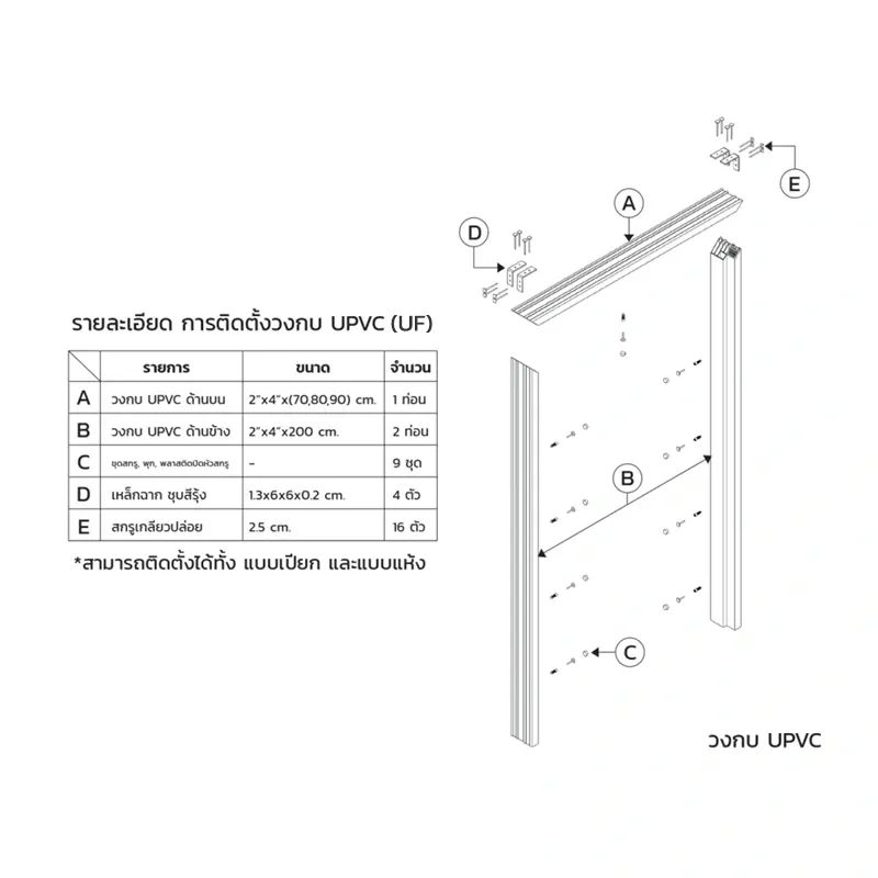 วงกบ uPVC-Frame With Film รุ่น UF-100 (ASH) สำหรับภายใน - Image 5
